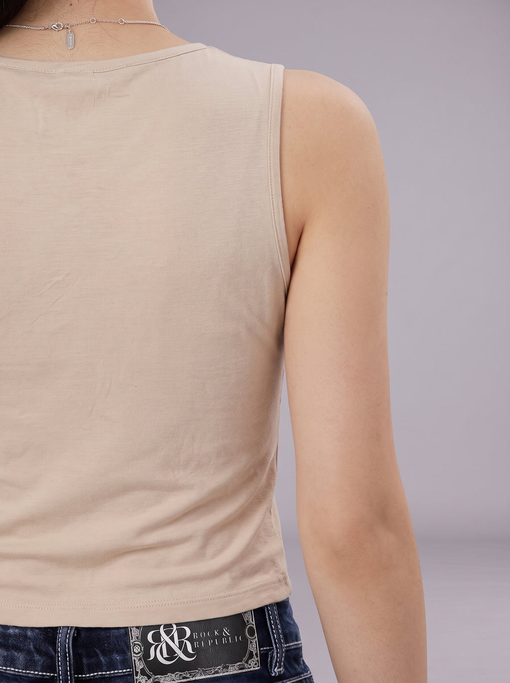 Metallic Gold Foil Cropped Tank Top