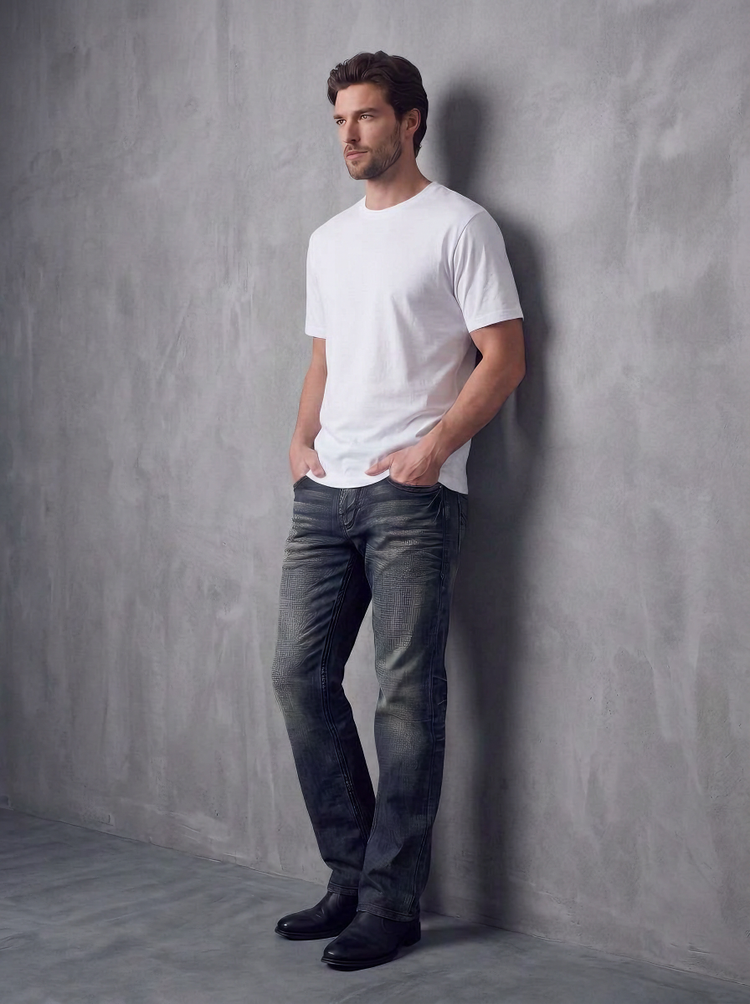 Neil R-Embroidered Straight Jean