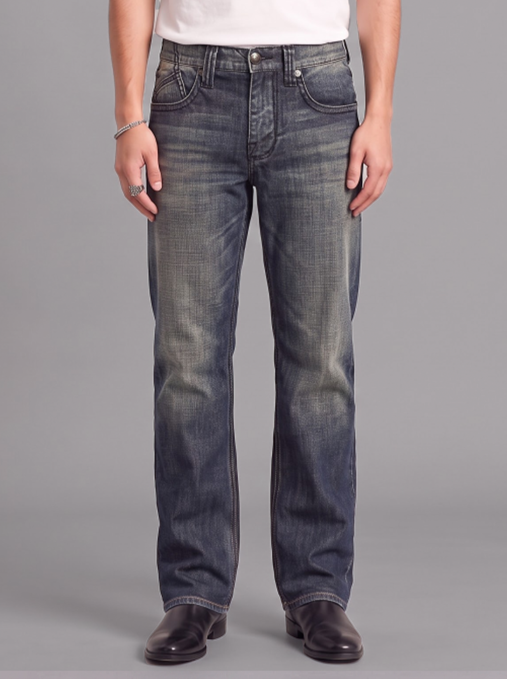 Neil Mid Rise Logo-Embroidered Straight Jean