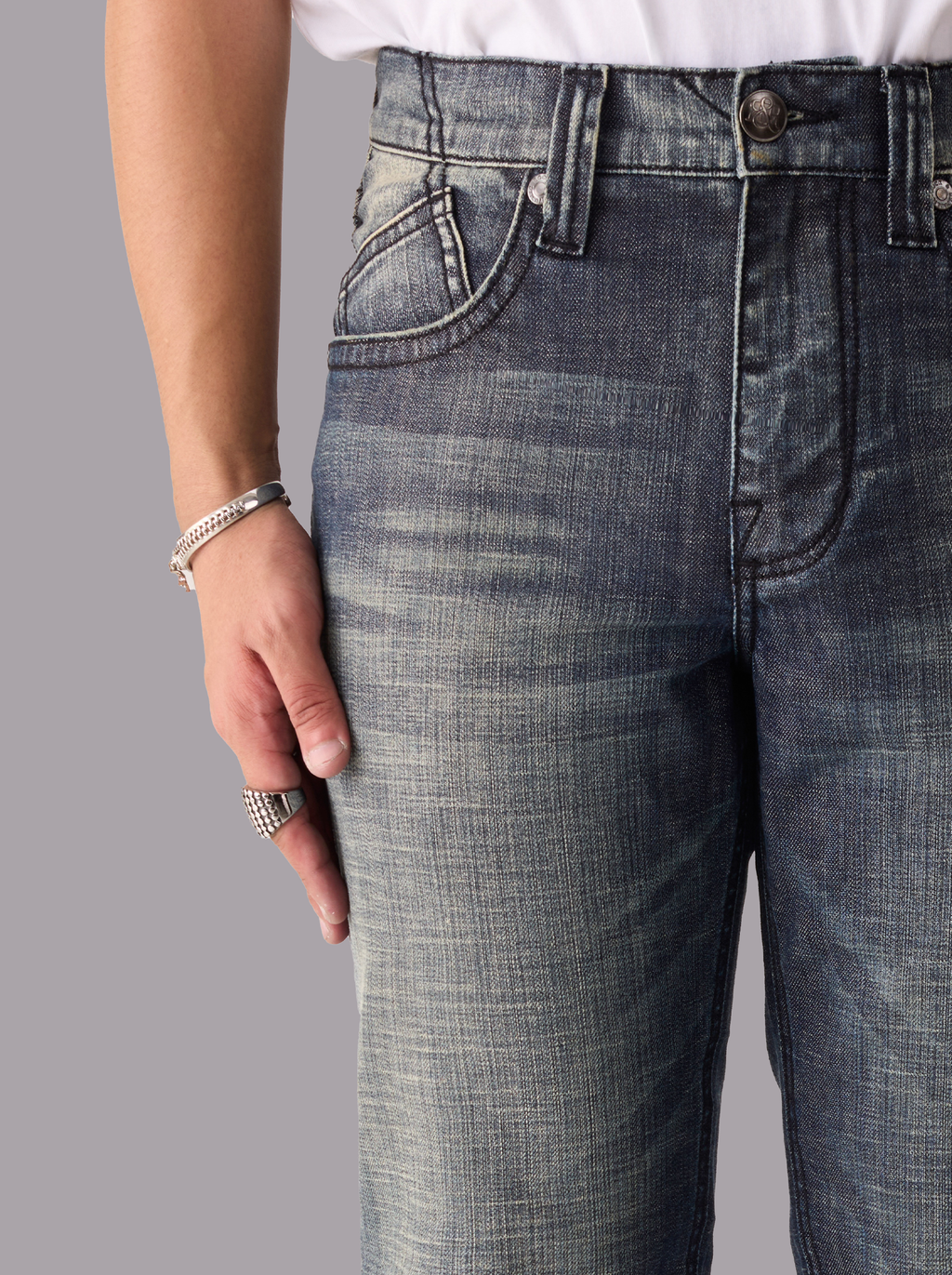 Neil Mid Rise Logo-Embroidered Straight Jean