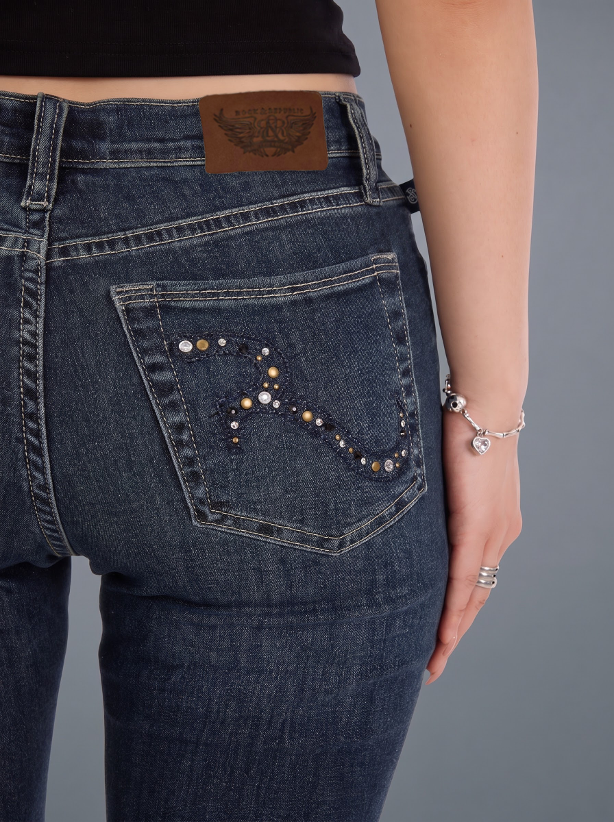 Fever Rhinestone Pocket Bootcut Jean