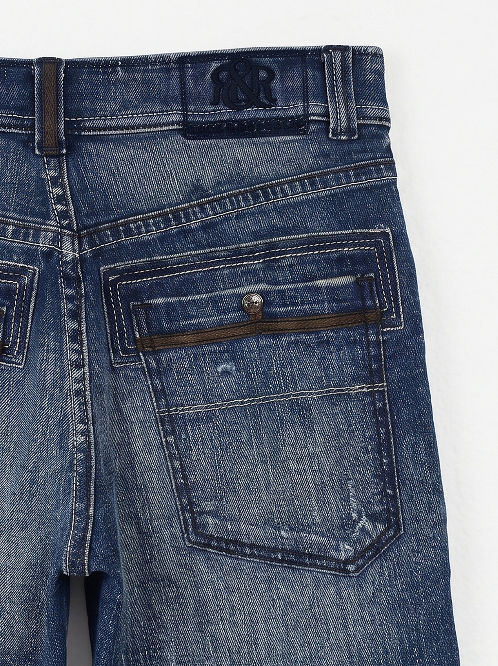 Contrast Trim Seamed Denim Shorts
