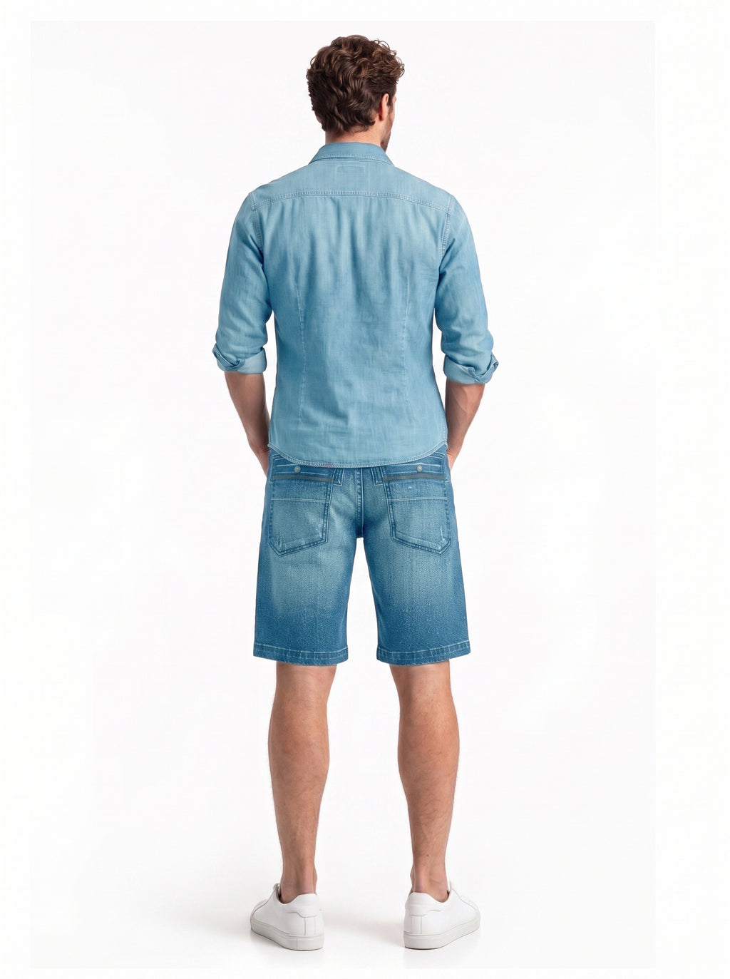 Contrast Trim Seamed Denim Shorts