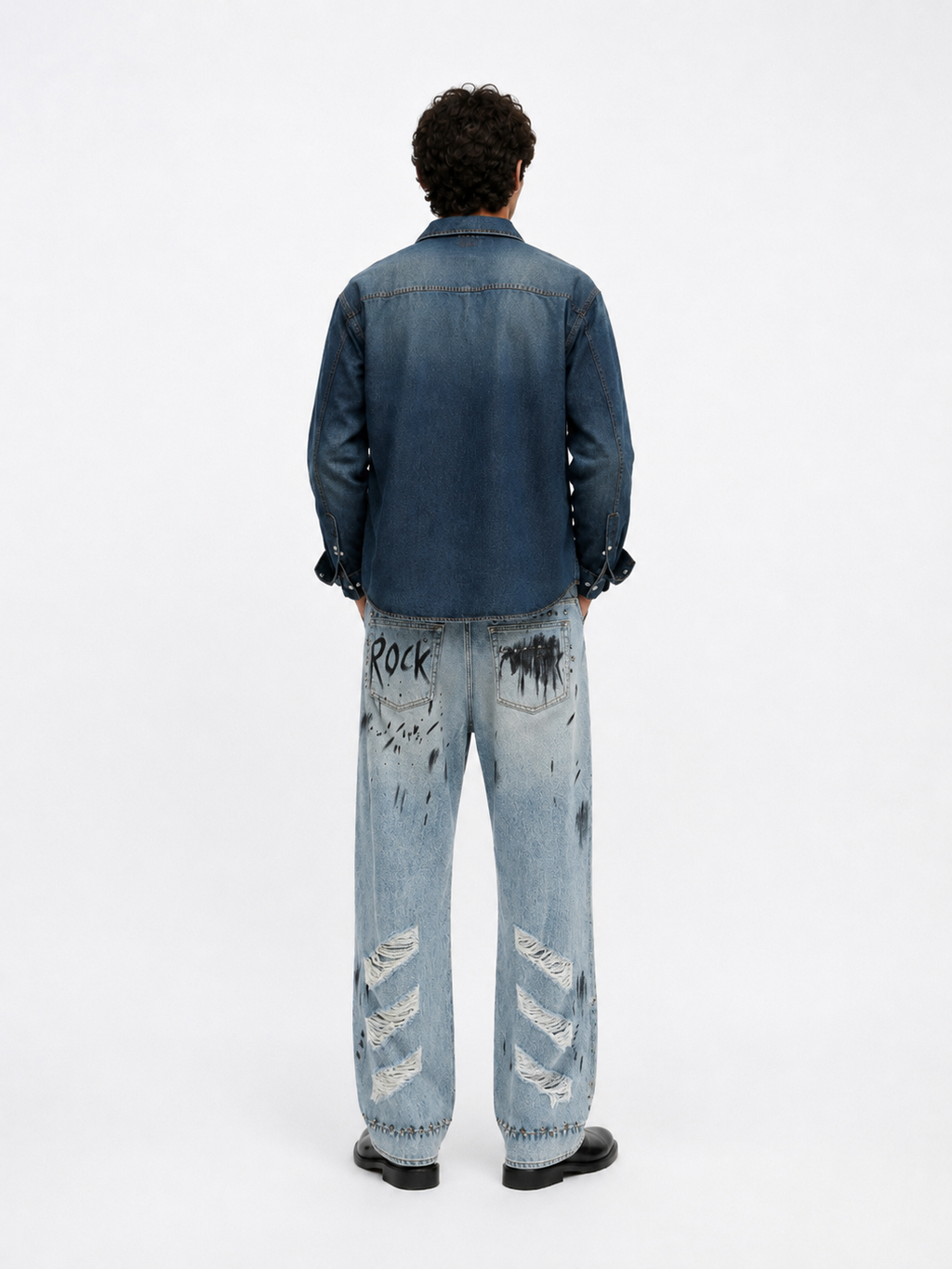 Cade Rock Graffiti Wide Leg Jean
