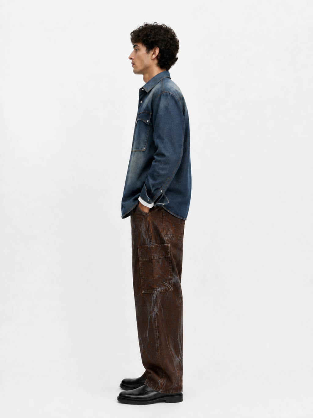 Cade Crackle Wash Wide Leg Jean