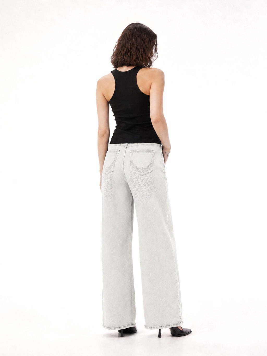 Rowan Black Leopard Barrel Leg Jean