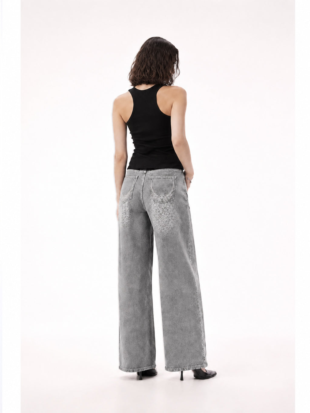 Rowan Black Leopard Barrel Leg Jean