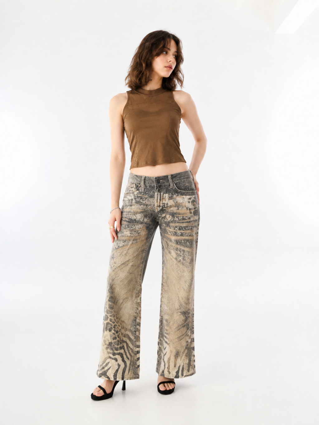 Kaia Mixed Animal Print Straight Jean