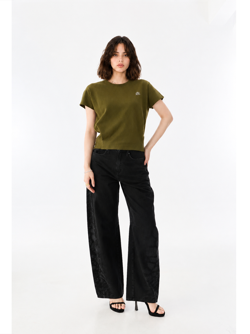 Rowan Tonal Print Barrel Leg Jean