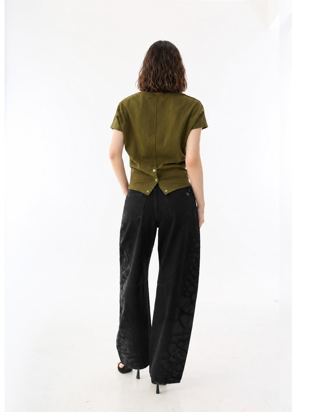 Rowan Tonal Print Barrel Leg Jean