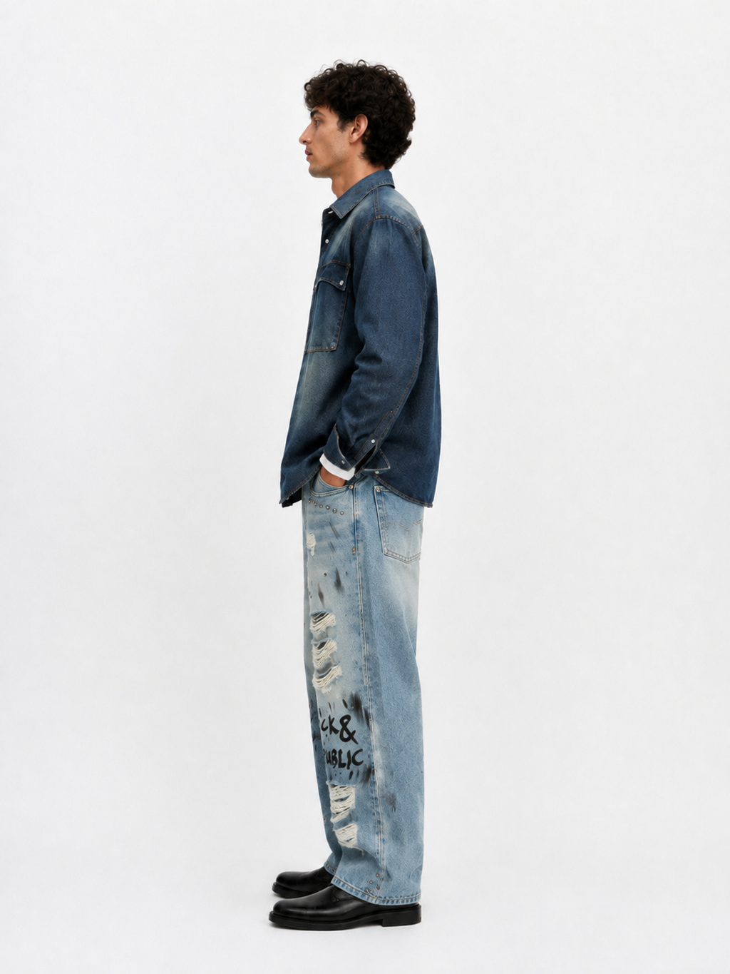 Cade Rock Graffiti Wide Leg Jean