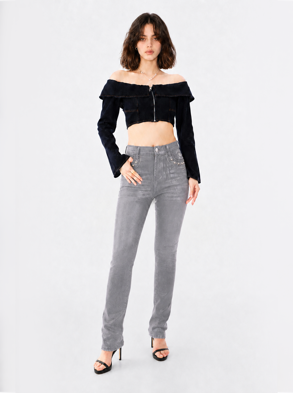 Kaia Scroll Stitch Straight Jean