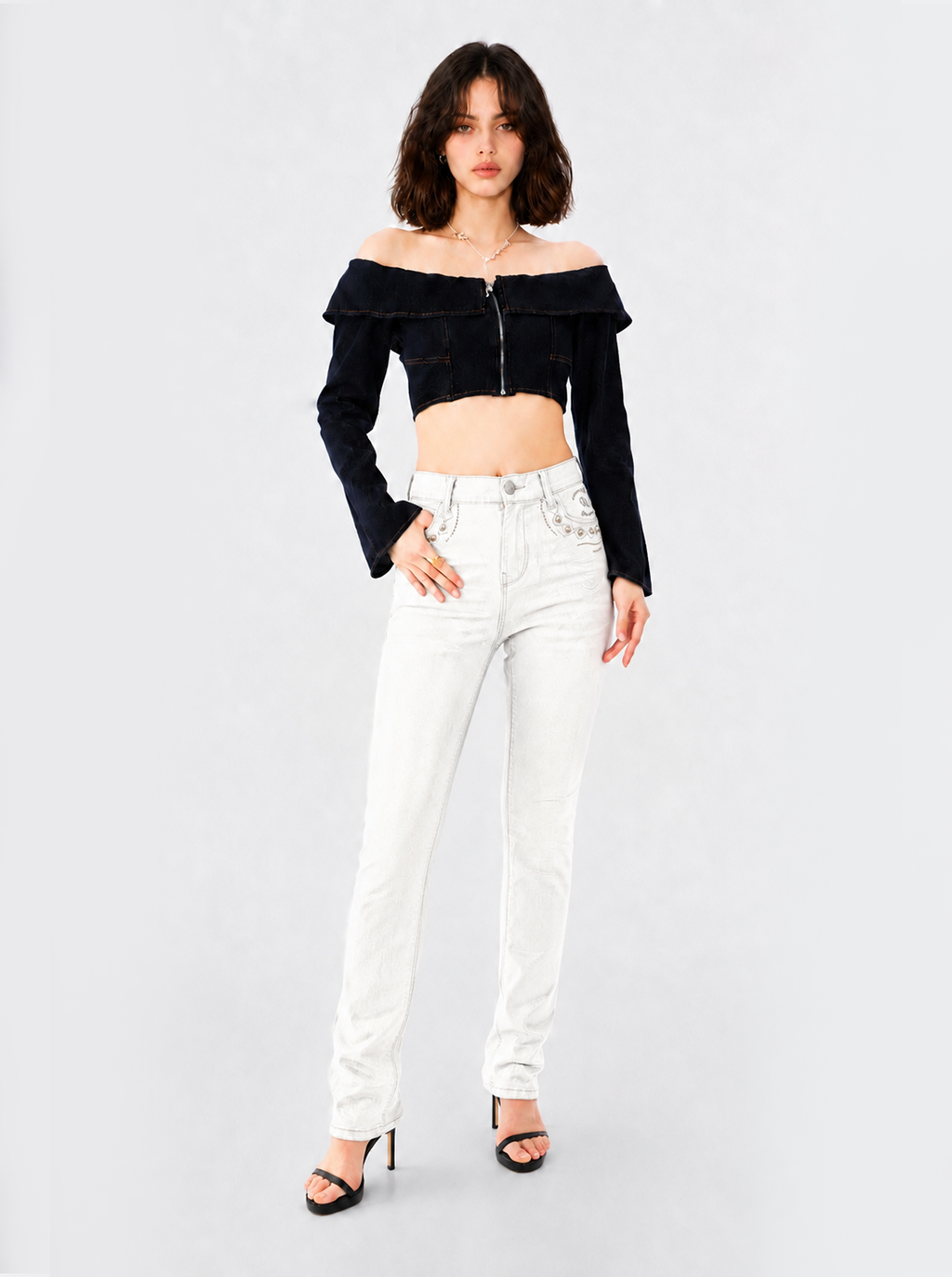 Kaia Scroll Stitch Straight Jean