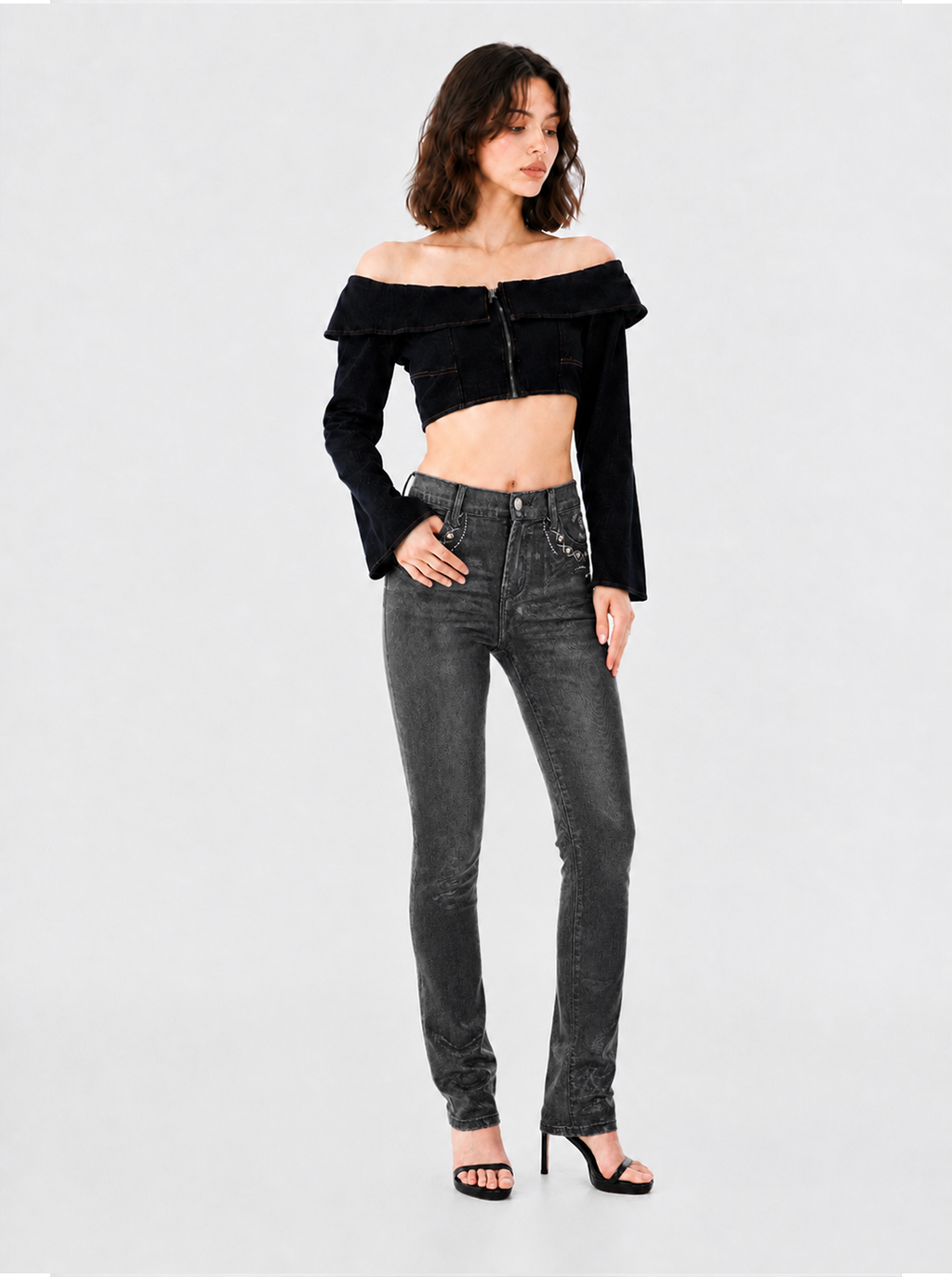 Kaia Scroll Stitch Straight Jean