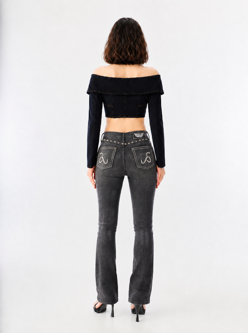 Kaia Scroll Stitch Straight Jean
