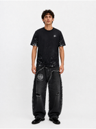 Black Jeans with Studded Fringe Pockets