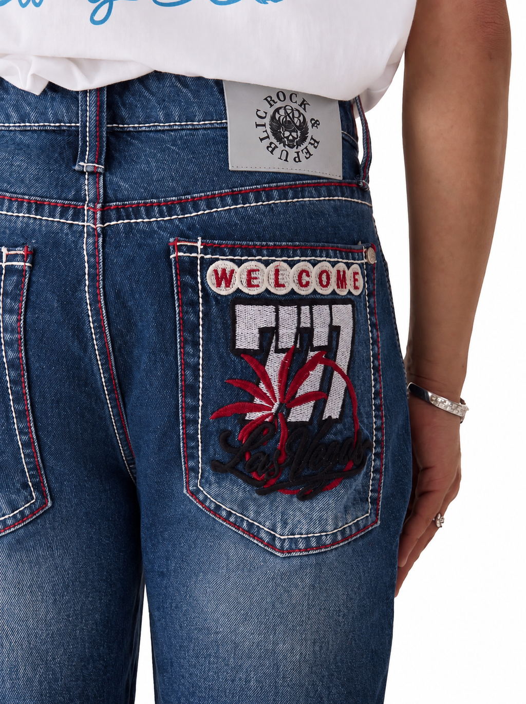 Cade Embroidered Wide Leg Jean