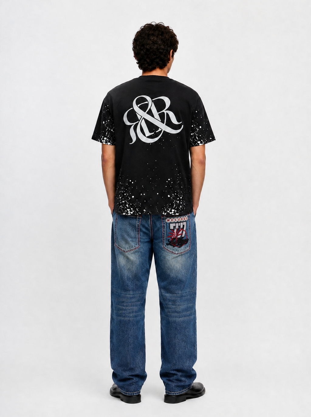 Cade Embroidered Wide Leg Jean