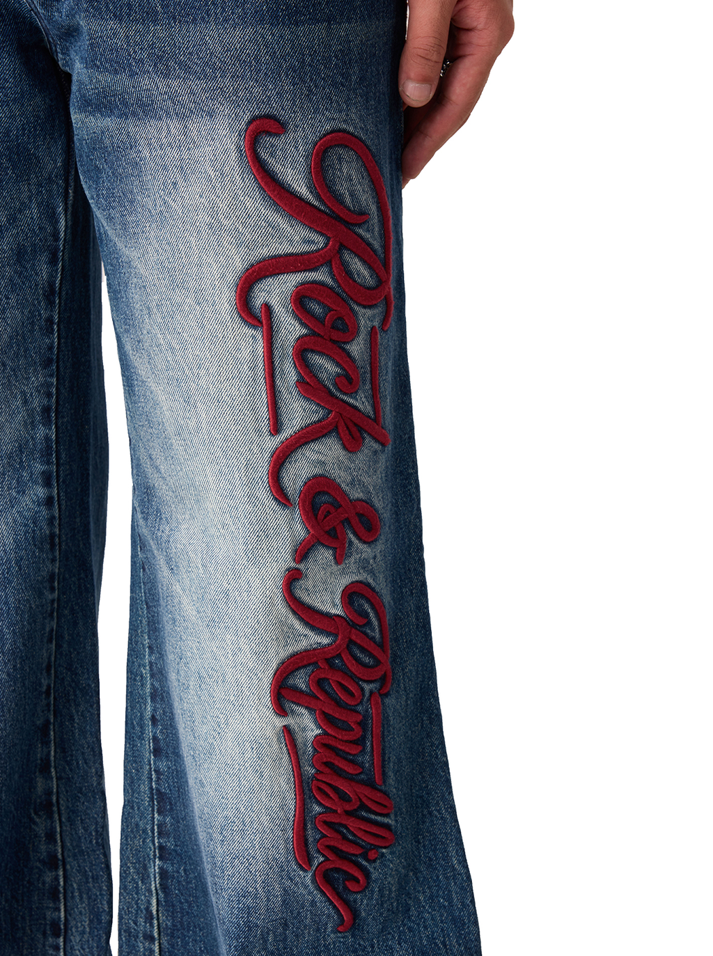 Cade Embroidered Wide Leg Jean