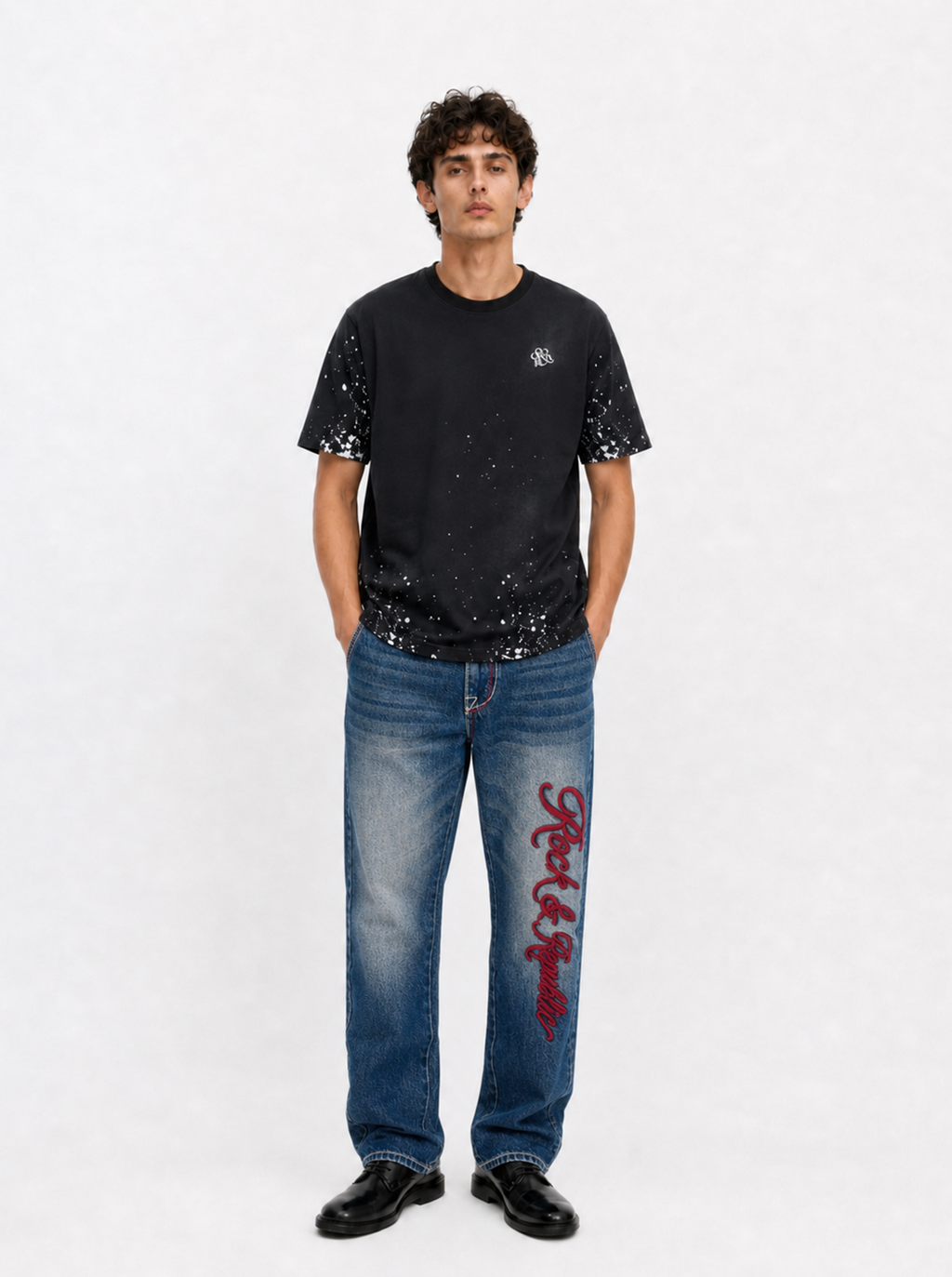 Cade Embroidered Wide Leg Jean