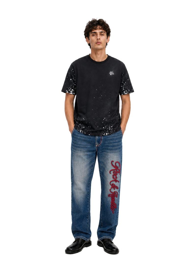 Cade Embroidered Wide Leg Jean
