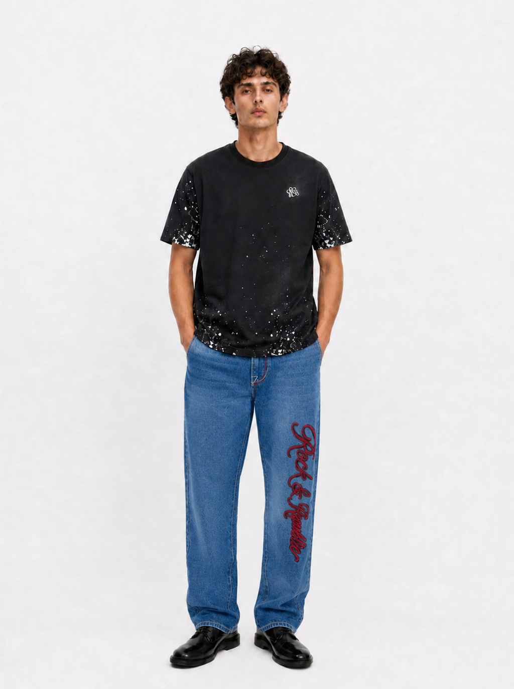 Cade Embroidered Wide Leg Jean