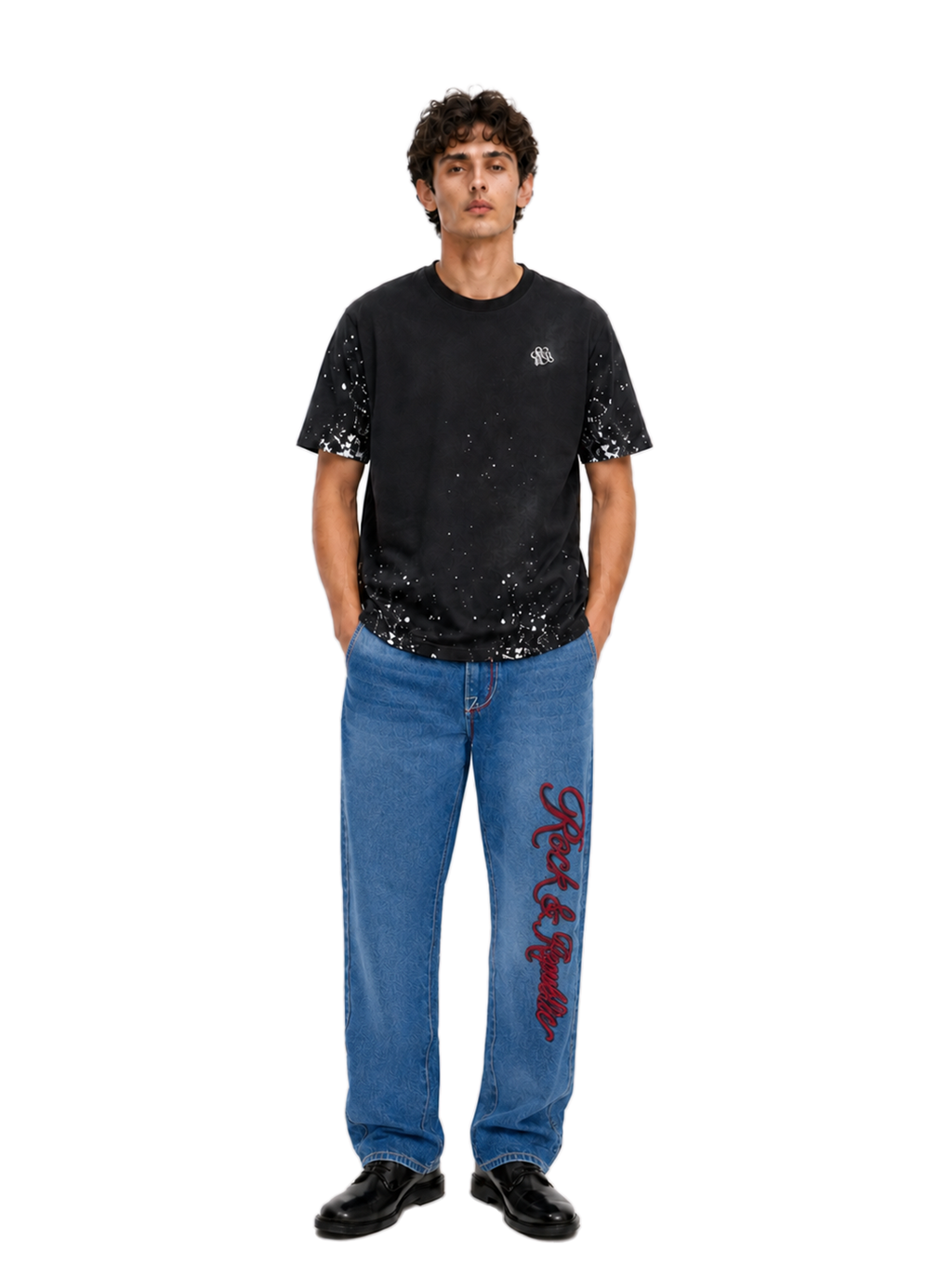 Cade Embroidered Wide Leg Jean