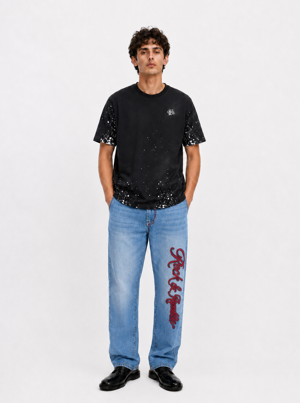 Cade Embroidered Wide Leg Jean
