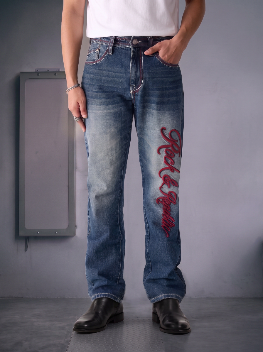 Cade Script Logo Relaxed Straight Jean