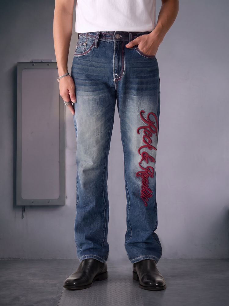 Cade Embroidered Straight Jean