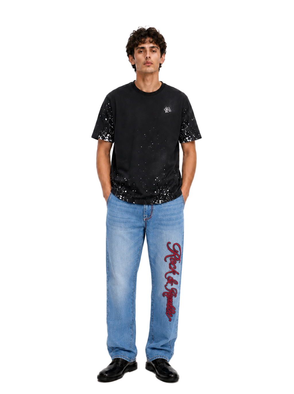 Cade Embroidered Wide Leg Jean