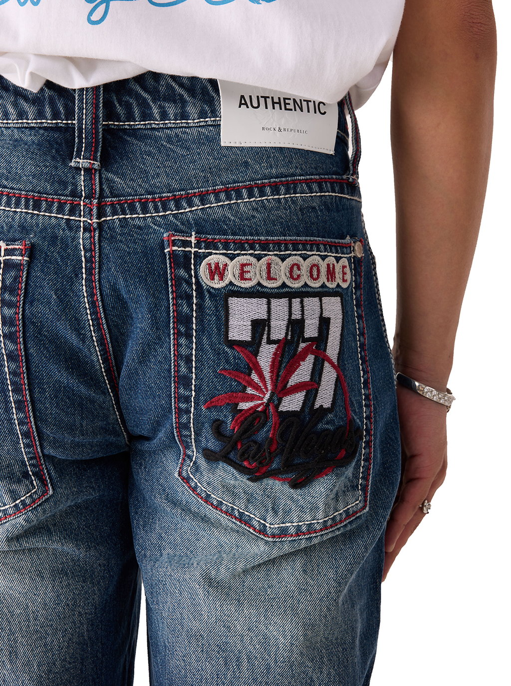 Cade Embroidered Wide Leg Jean