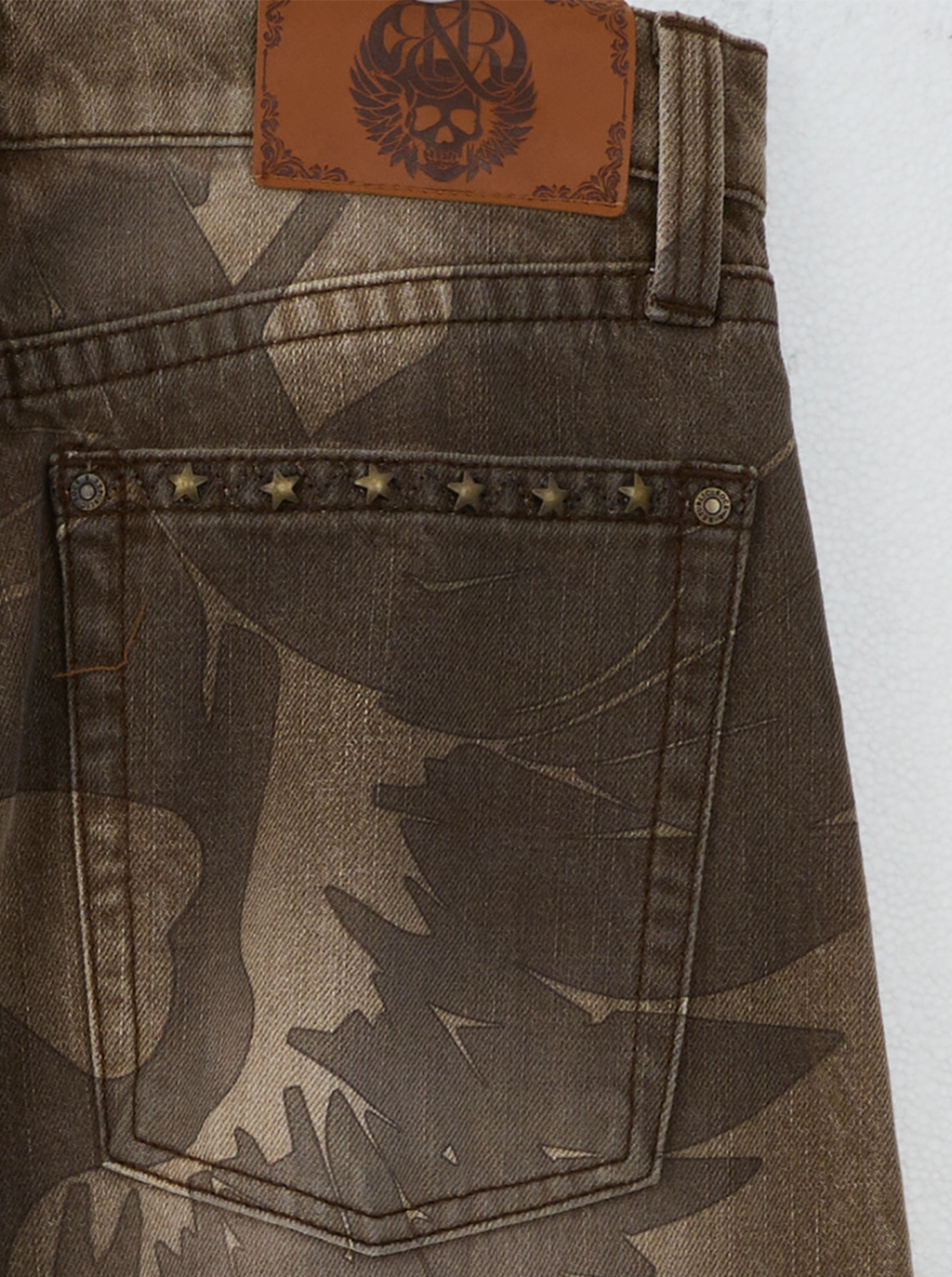 Rhys Sunburst Print Barrel Leg Jean
