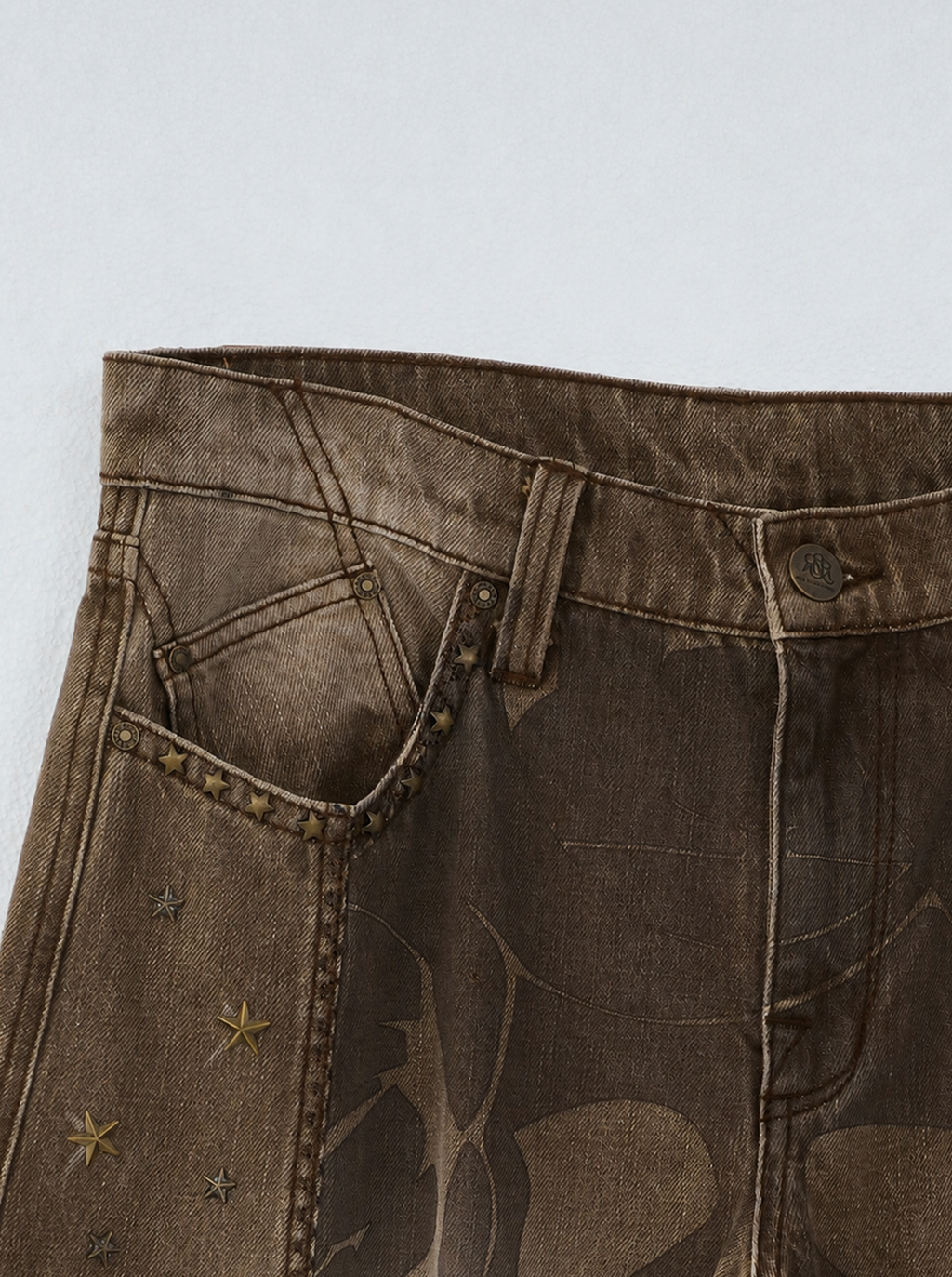 Rhys Sunburst Print Barrel Leg Jean