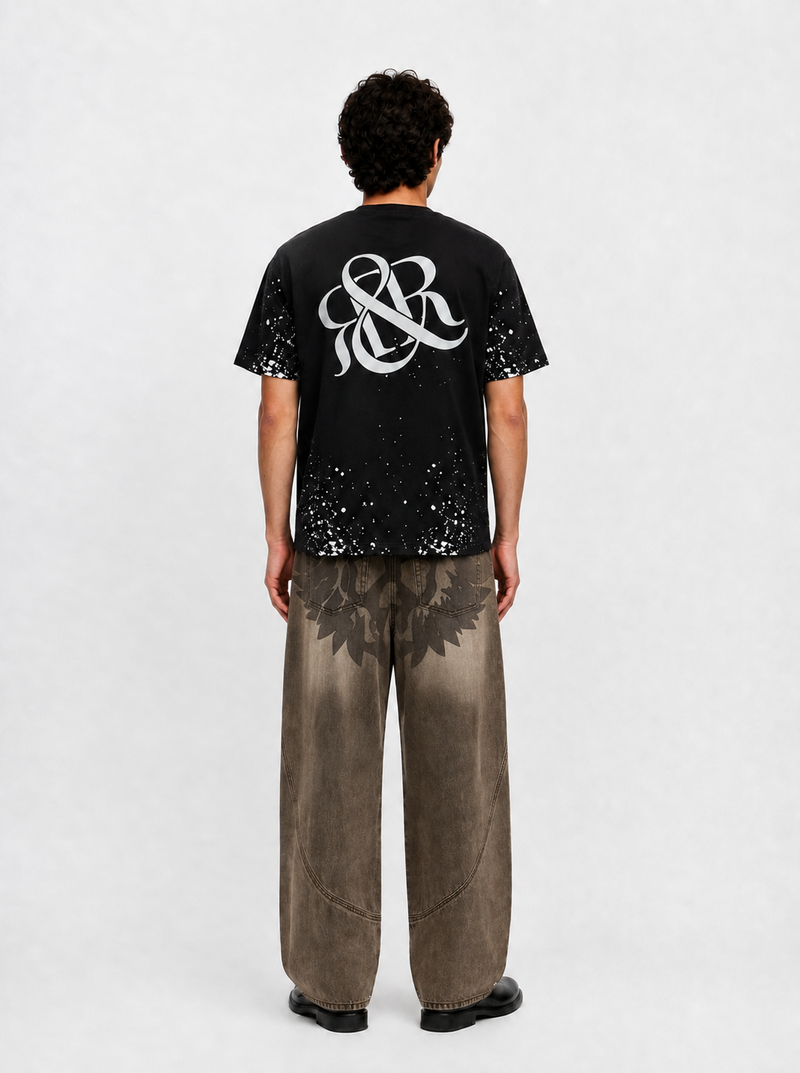 Rhys Sunburst Print Barrel Leg Jean