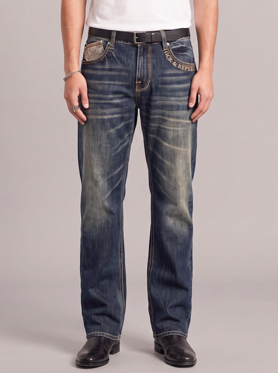 Neil Embroidered Straight Jean