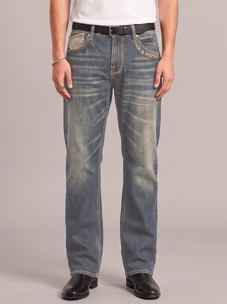 Neil Embroidered Straight Jean