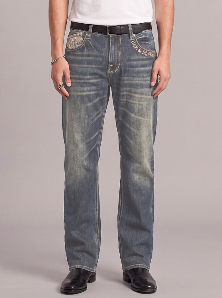Neil Embroidered Straight Jean