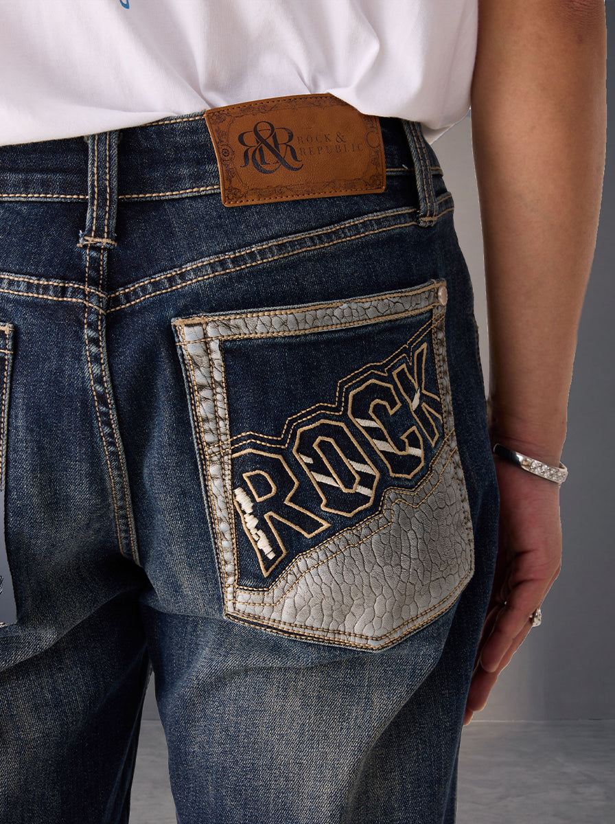 Neil Embroidered Straight Jean