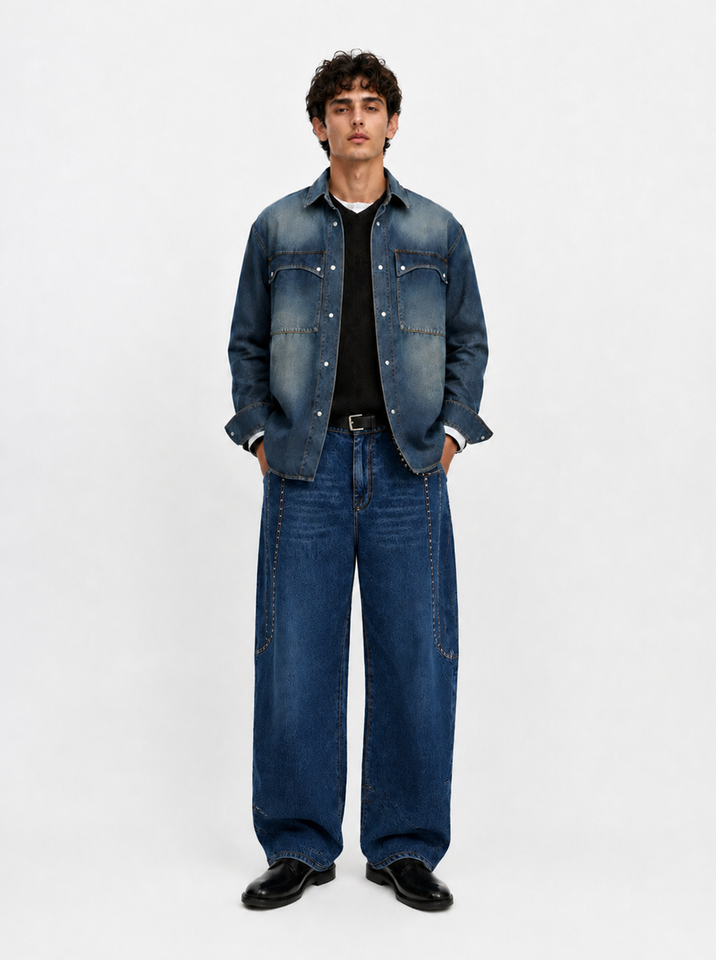 Cade Outline Pocket Wide Leg Jean