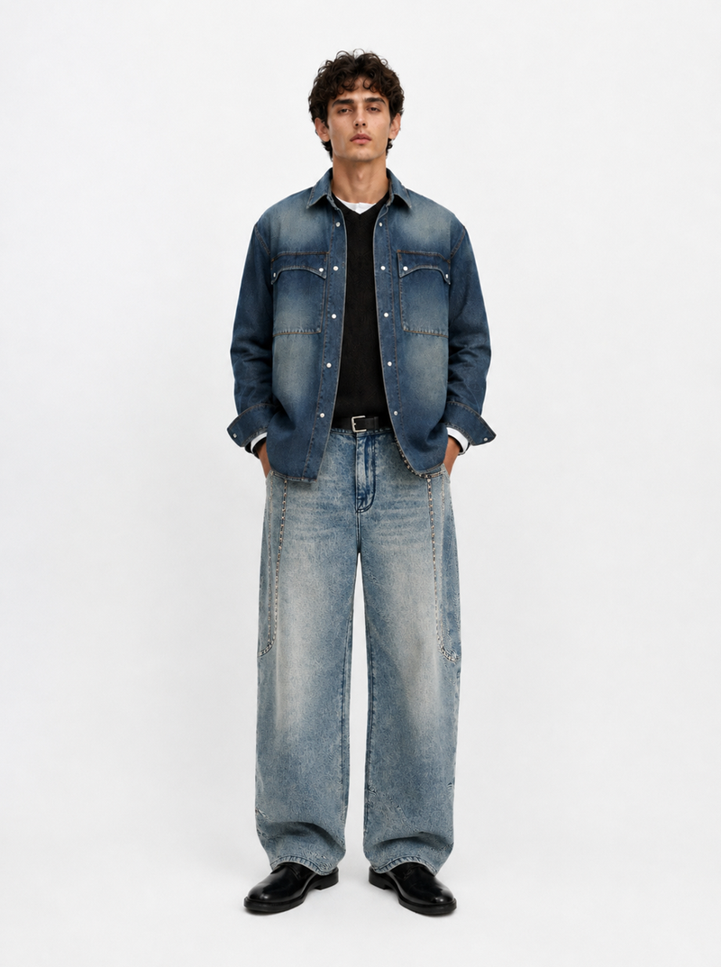 Cade Outline Pocket Wide Leg Jean