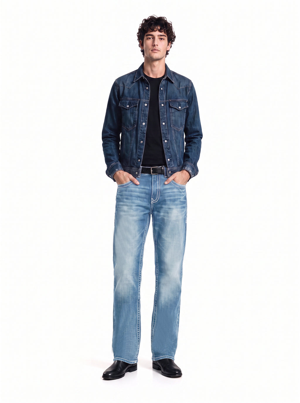 Neil Crest Embroidered Straight Jean