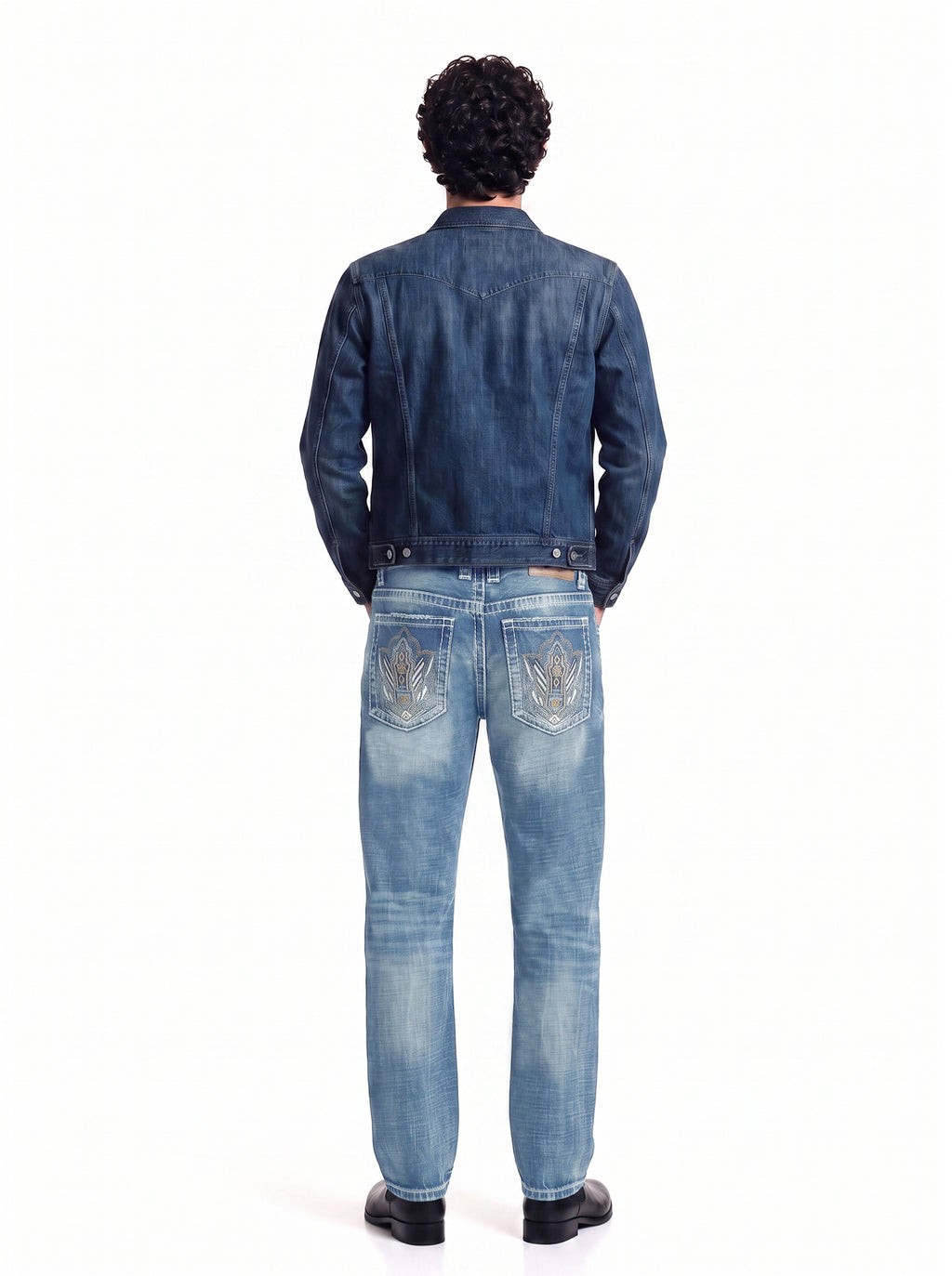 Neil Crest Embroidered Straight Jean