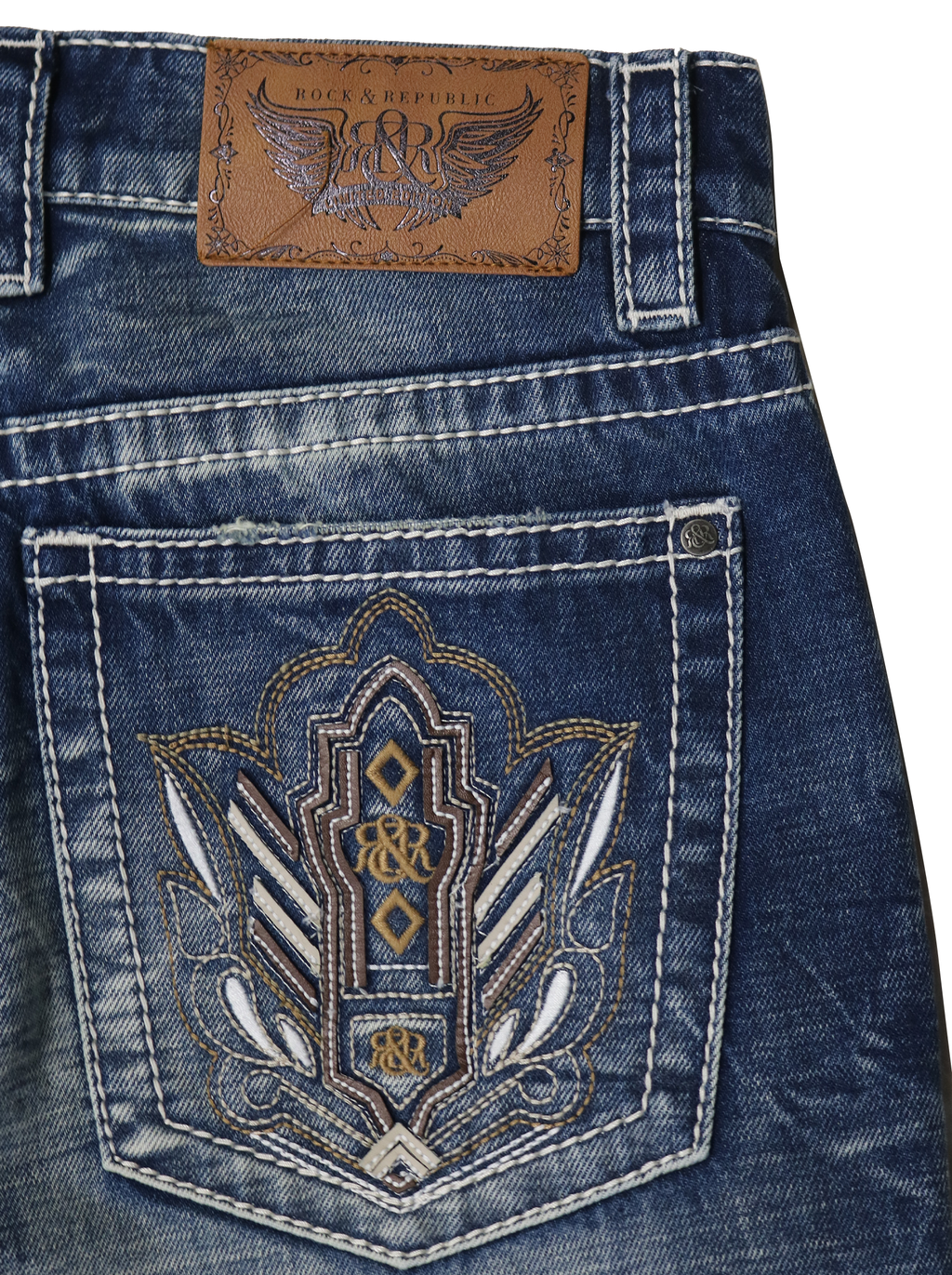 Neil Crest Embroidered Straight Jean