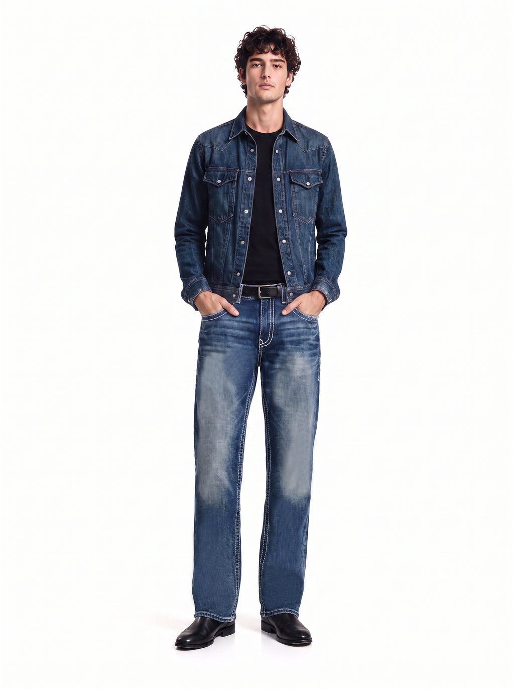 Neil Crest Embroidered Straight Jean