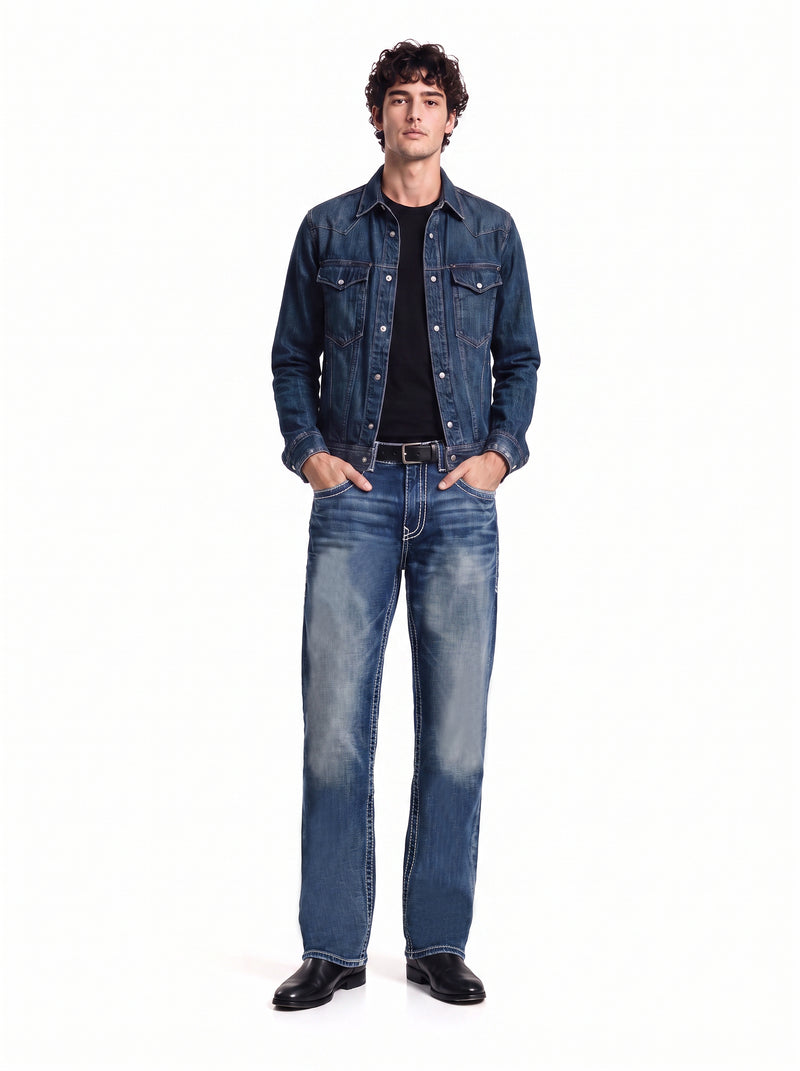 Neil Crest Embroidered Straight Jean
