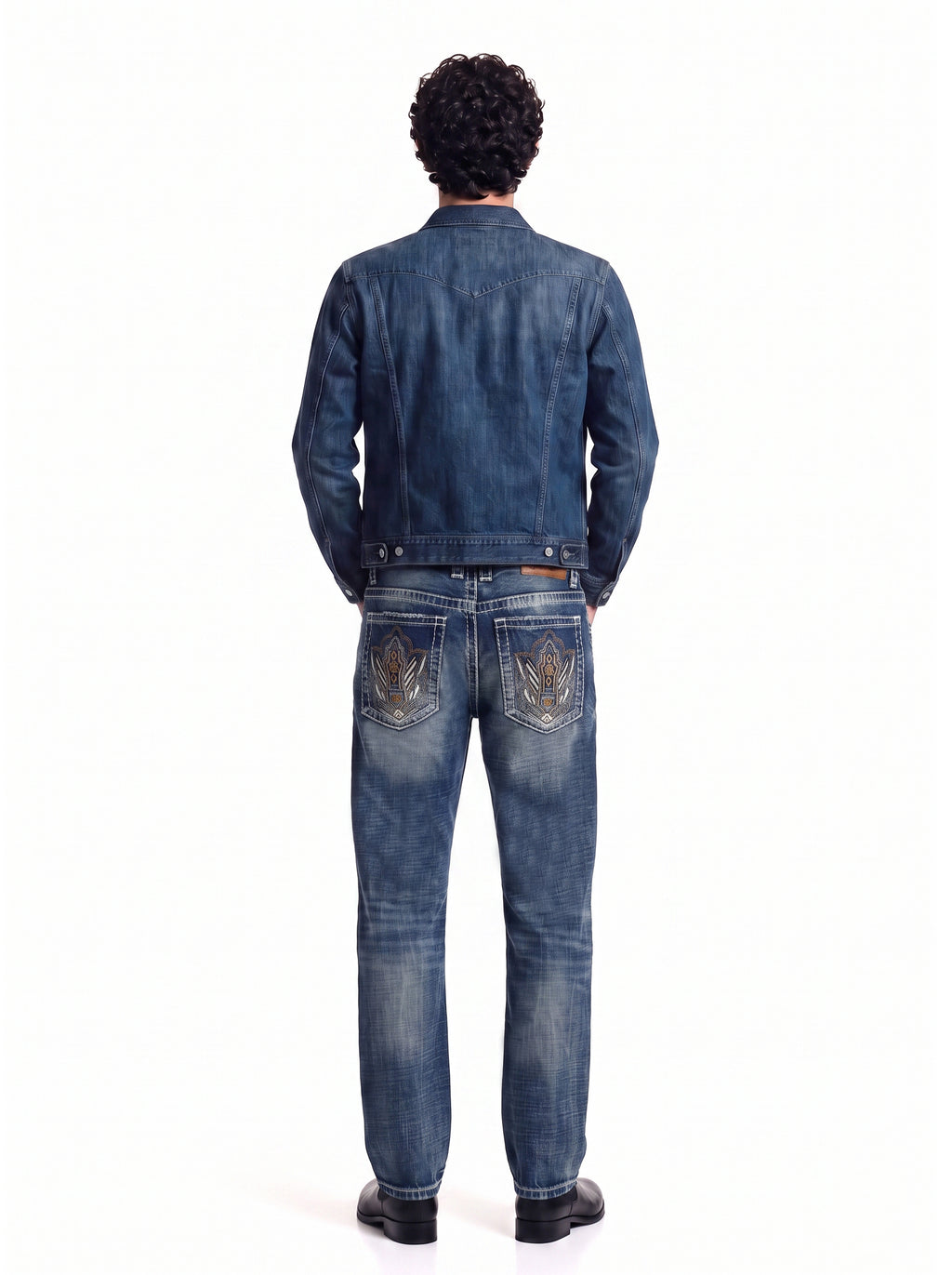 Neil Crest Embroidered Straight Jean