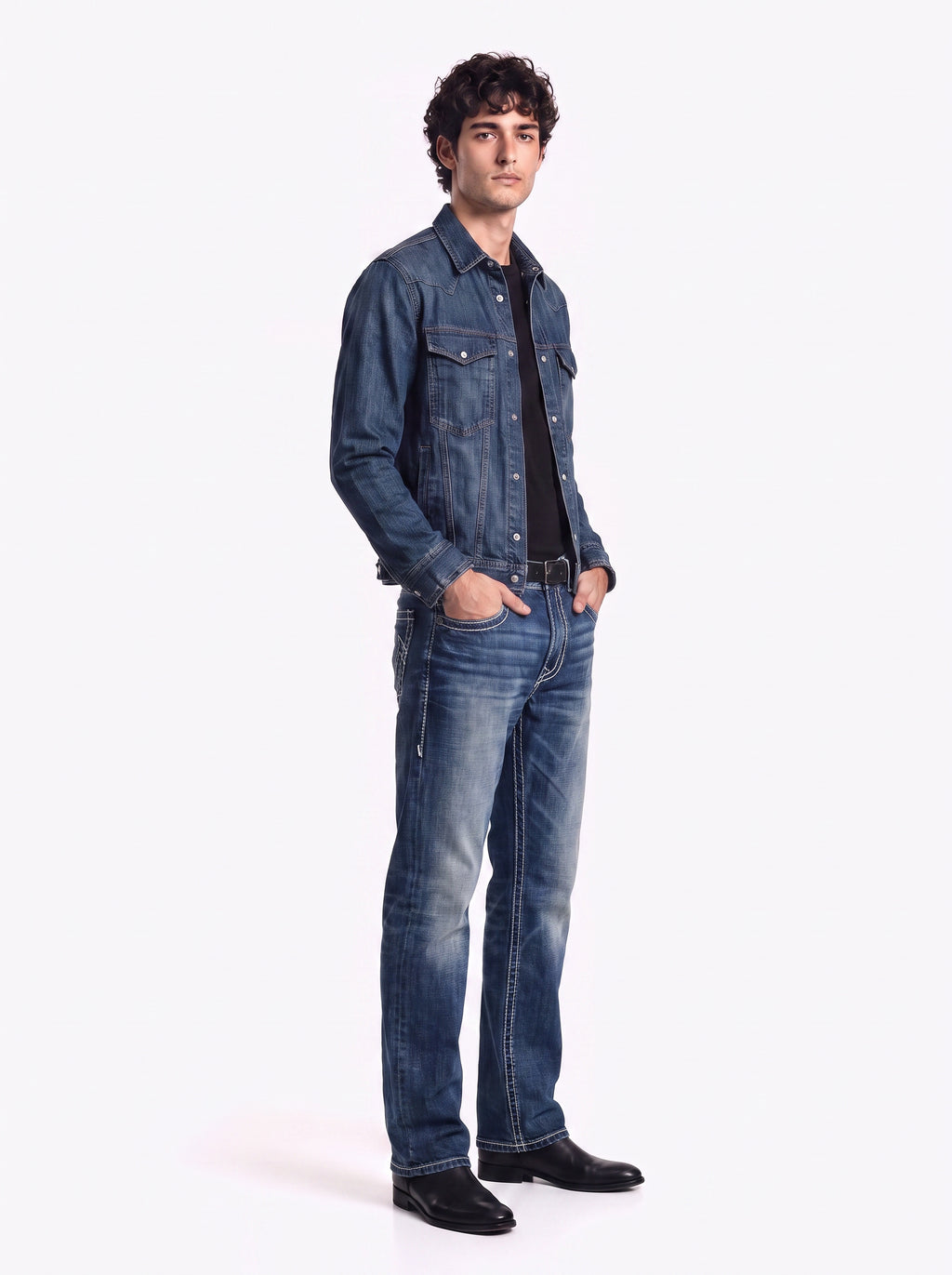 Neil Crest Embroidered Straight Jean