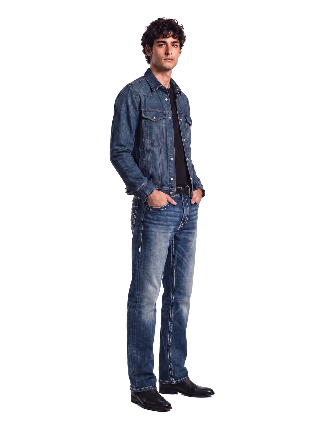 Neil Crest Embroidered Straight Jean