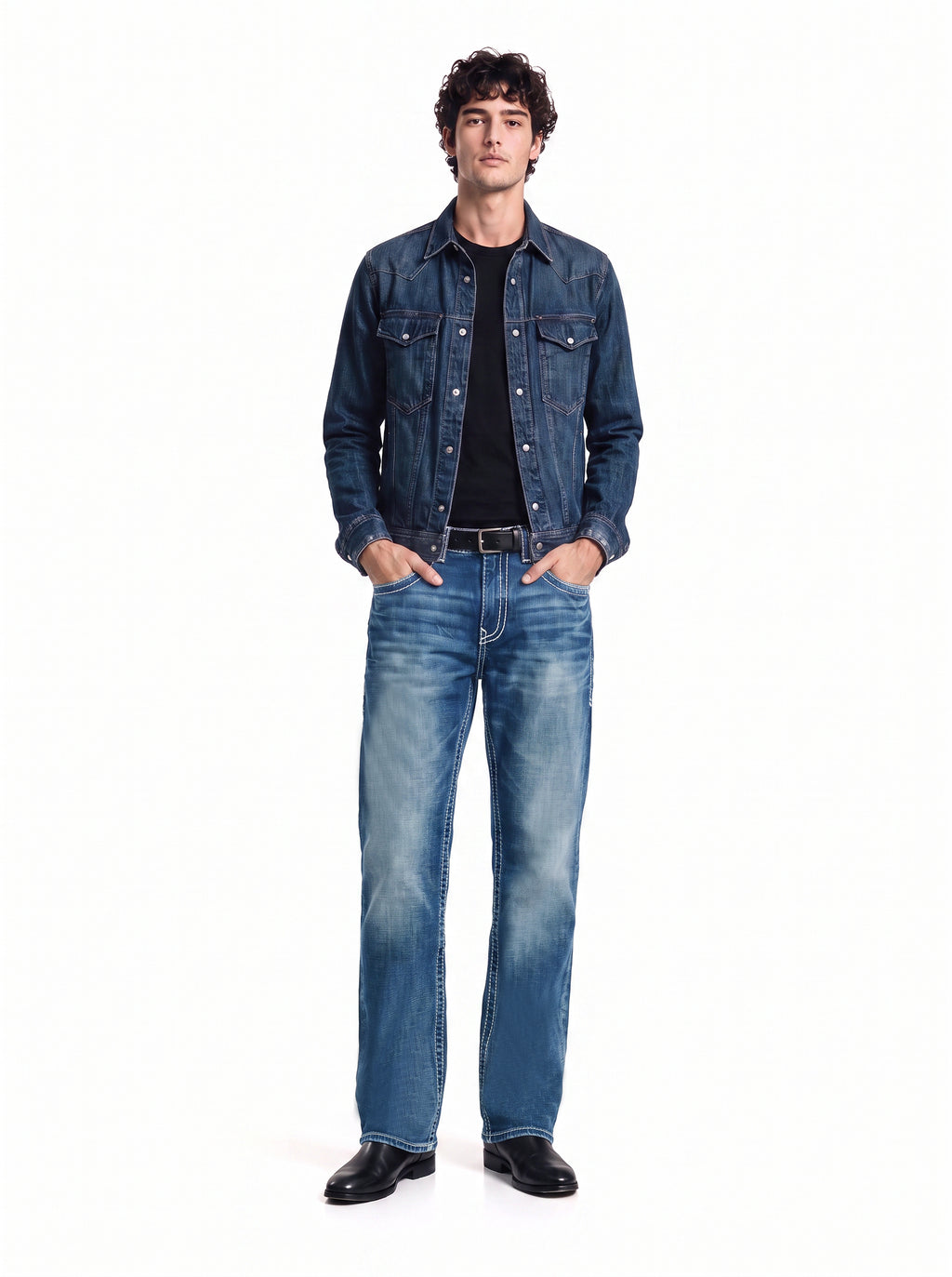 Neil Crest Embroidered Straight Jean